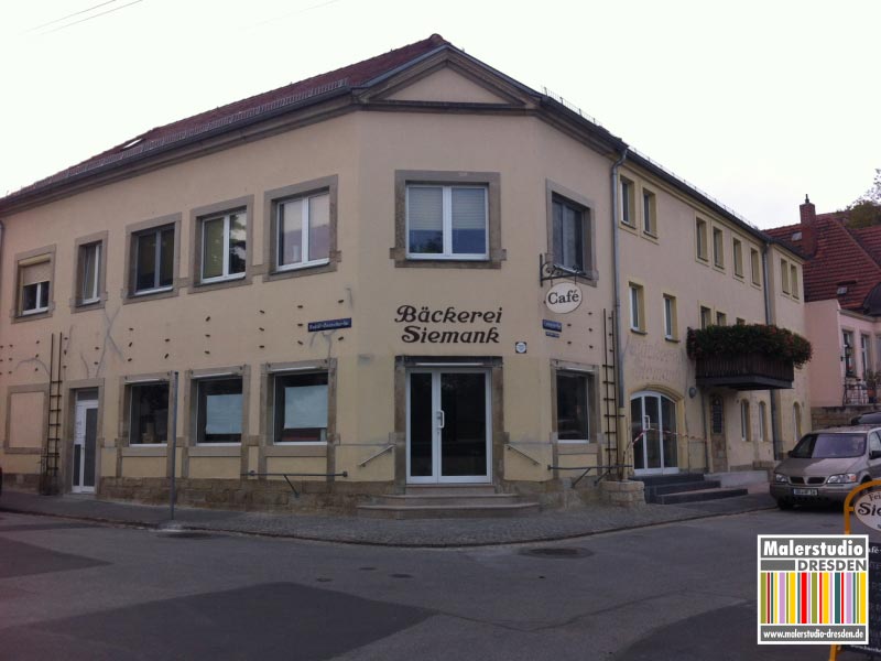 Fassadenarbeiten Bäckerei Hochwasser 2013